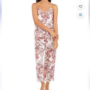 JOSIE NATORI 2-Piece Sleepwear Set cami & capri floral pajama set pink red Sz XL
